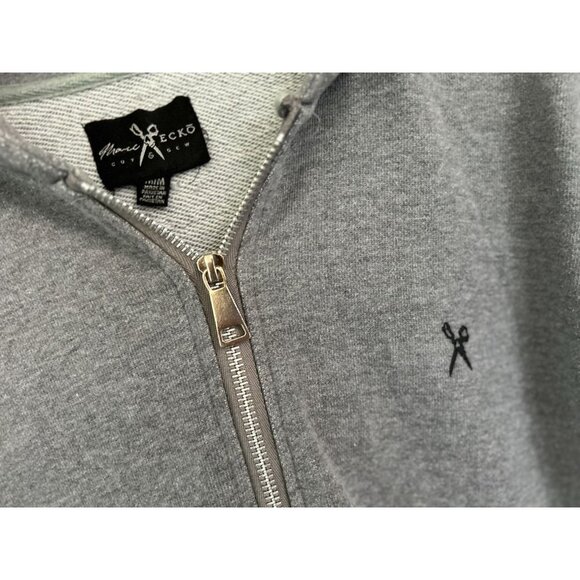 MARC ESCO Full Zip Hoodie Cotton Denim Ripped Sleeves Size Med - Picture 5 of 11